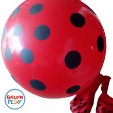 Load image into Gallery viewer, 10&quot; Red with Black Polka Dots Printed Round Latex Balloon- Pack of 50 - BalloonPlay