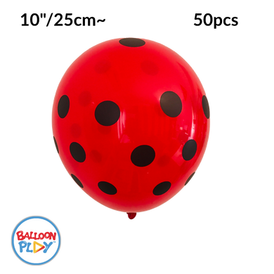 50pcs Ladybug Print, Red with Black Polka Dots 10