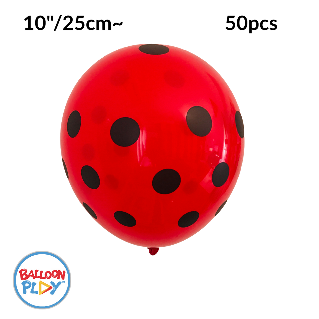 50pcs Ladybug Print, Red with Black Polka Dots 10